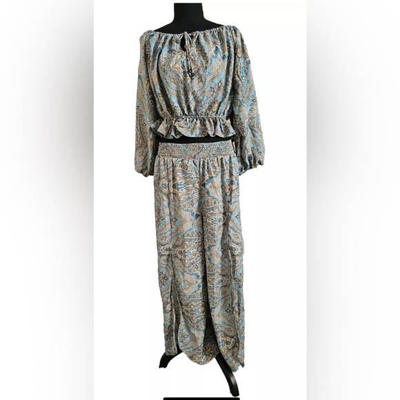 Anthropologie Other - Anthropologie Boemo set cropped top pants large dress boho Bohemia green NWT